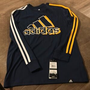 Adidas Navy & Gold Long Sleeve Tshirt NWT